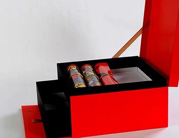 Contenitore di regalo rigido di lusso del cassetto del cartone dello scorrevole nero e rosso con l'inserzione della schiuma