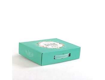 Contenitori ondulati laminati ondulati pieghevoli verdi di contenitore di regalo con la maniglia